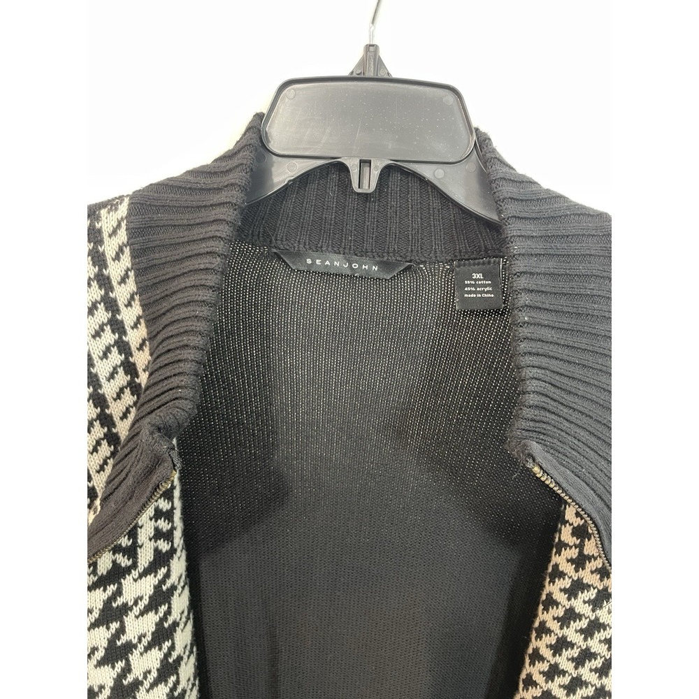 Sean John Men's Black White Colorblock Heavy Cardigan Full ZipSweater Size 3XL - Picture 3 of 9